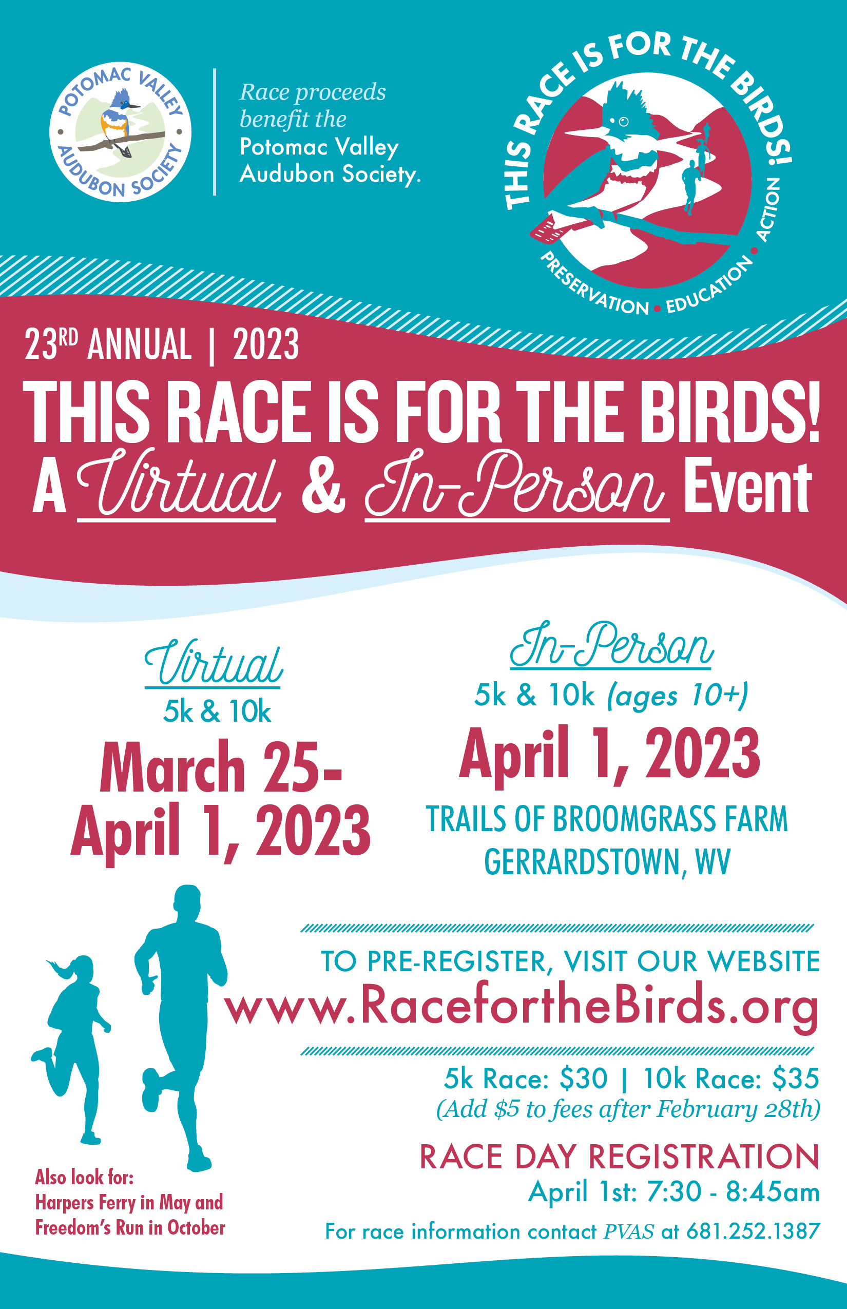 This Race is for the Birds! In-Person 5K/10K Trail Run or Virtual Run/Walk/Hike Event